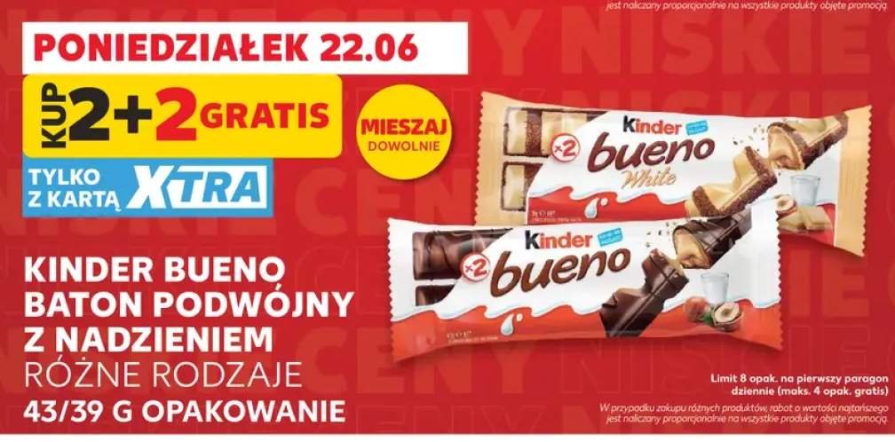 Baton podwójny z nadzieniem Kinder Bueno +1 wariant