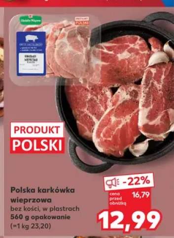 Polska karkówka wieprzowa bez kości w plastrach Kraina Mięs