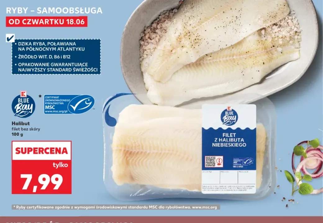 Halibut filet bez skóry Blue Bay