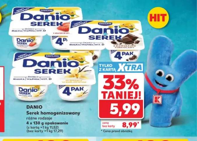 Serek homogenizowany Danio o smaku waniliowym +2 warianty