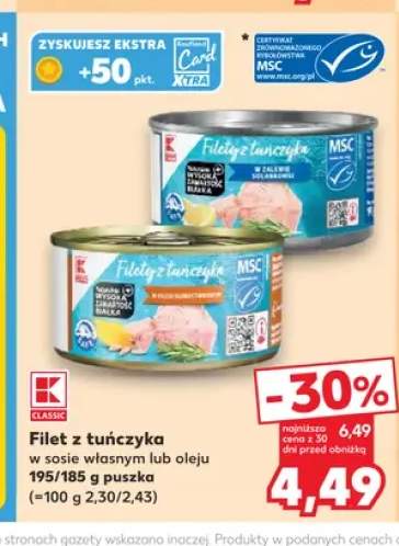 Filet z tuńczyka w zalewie K-Classic +1 wariant