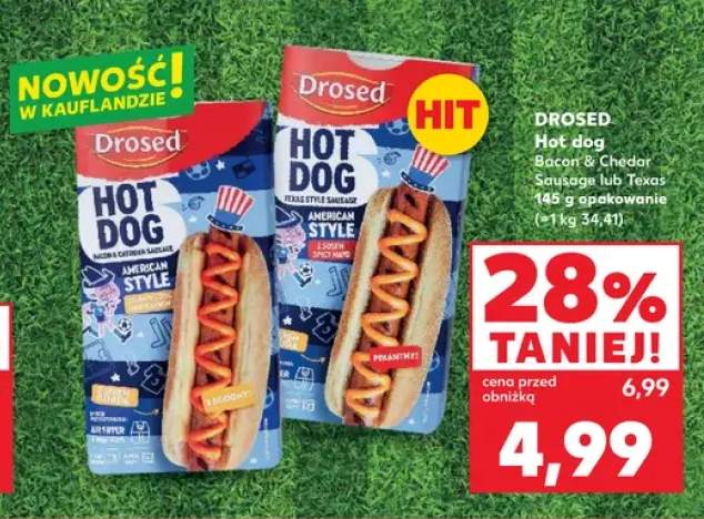 Hot dog Bacon & Cheddar Sausage Drosed +1 wariant