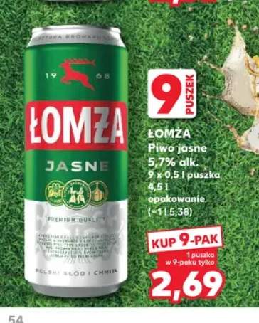 Piwo Łomża Jasne 9-pak 500 ml