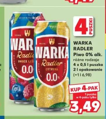 Piwo bezalkoholowe Warka Radler Owoce Leśne +1 wariant