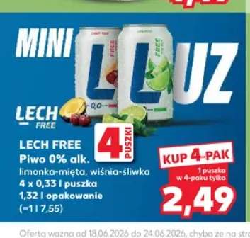 Piwo bezalkoholowe Lech Free Limonka-Mięta +1 wariant