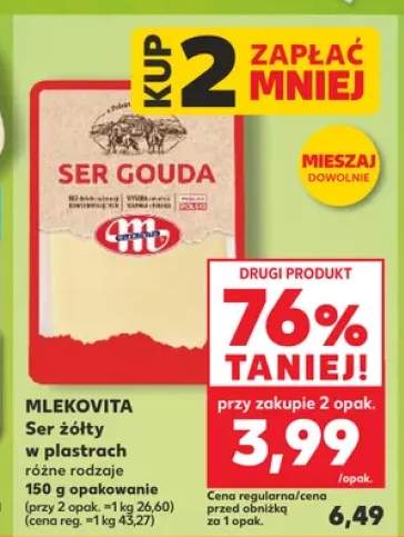 Ser żółty w plastrach Mlekovita