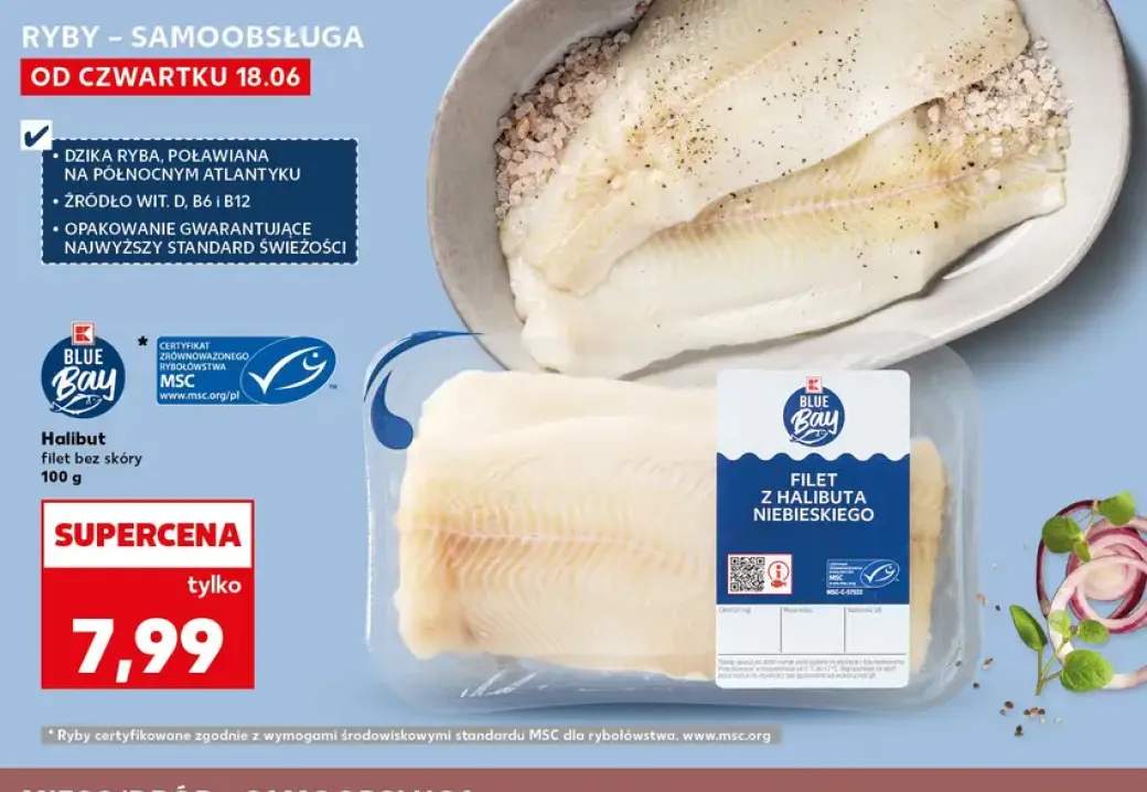 Halibut filet bez skóry Blue Bay