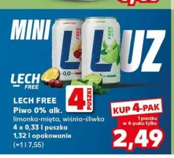 Piwo bezalkoholowe Lech Free Wiśnia-Śliwka 4-pak +1 wariant