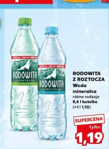 Woda mineralna delikatnie gazowana Rodowita z Roztocza +1 wariant