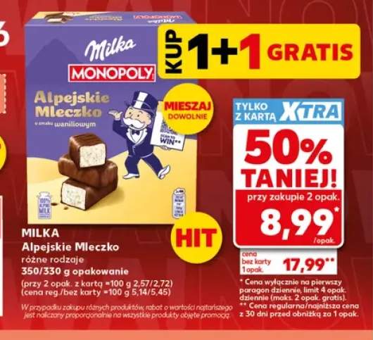 Alpejskie Mleczko Milka o smaku waniliowym