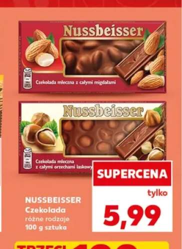 Czekolada Nussbeisser mleczna z całymi migdałami +1 wariant