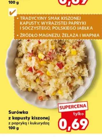 Surówka z kapusty kiszonej z papryką i kukurydzą