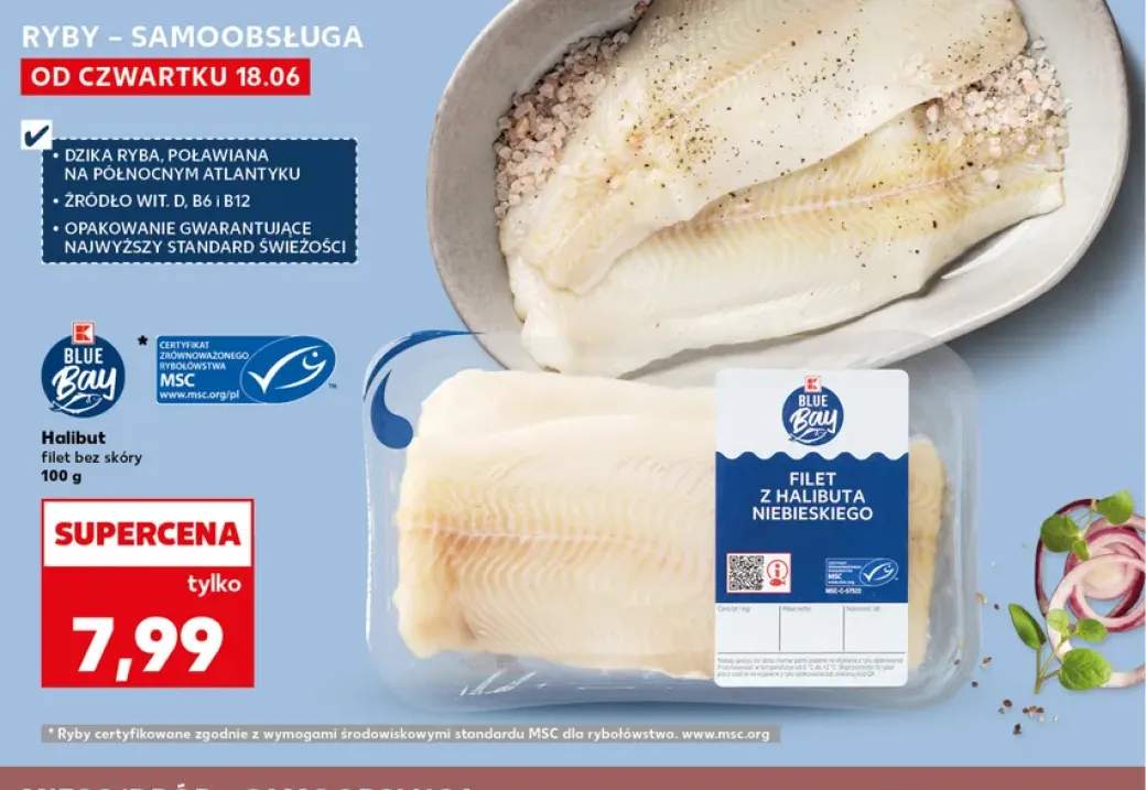 Halibut filet bez skóry Blue Bay
