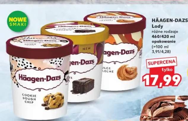 Lody Häagen-Dazs Cookie Dough Chip +2 warianty