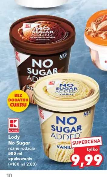 Lody No Sugar Added czekoladowe K-Classic +1 wariant