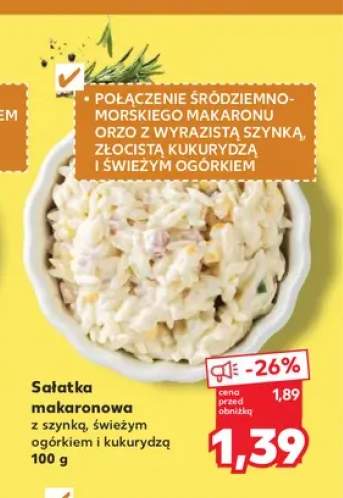Sałatka makaronowa z szynką, świeżym ogórkiem i kukurydzą