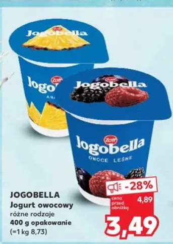 Jogurt owocowy Jogobella brzoskwiniowy +2 warianty