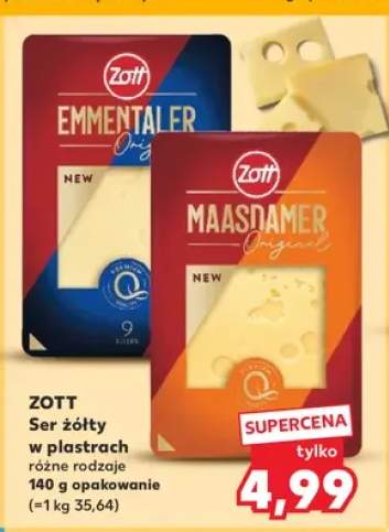 Ser żółty w plastrach Zott Emmentaler +1 wariant