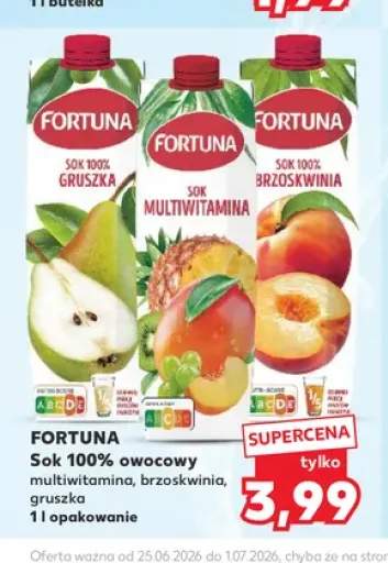 Sok 100% owocowy gruszka Fortuna +2 warianty
