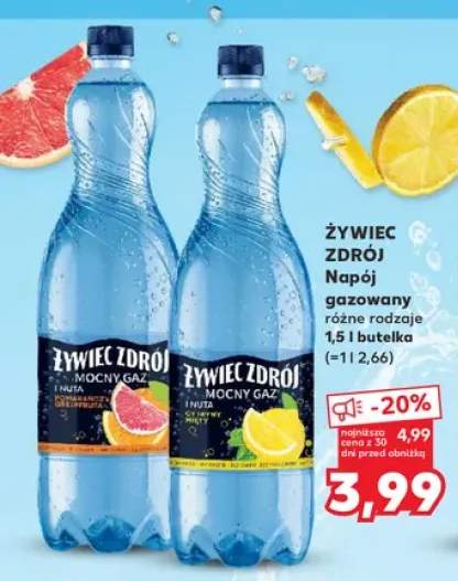 Napój gazowany Żywiec Zdrój Mocny Gaz z nutą pomarańczy i grejpfruta +1 wariant
