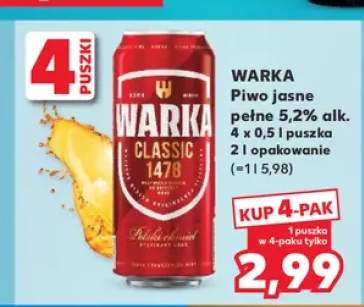 Piwo Warka jasne pełne 4-pak 500 ml
