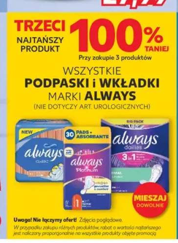 Podpaski i wkładki marki Always +3 warianty