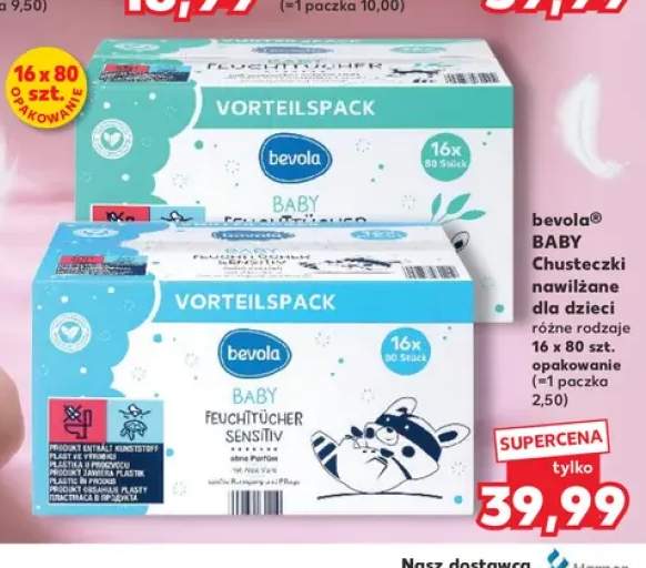 Chusteczki nawilżane dla dzieci bevola Baby Sensitiv 16-pak
