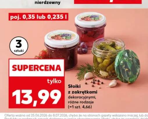 Słoiki z zakrętkami dekoracyjnymi 3-pak 0,35 l