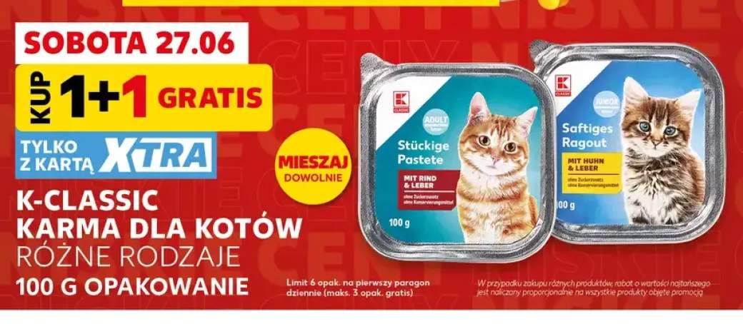 Karma dla kotów K-Classic Adult Stückige Pastete z wołowiną i wątróbką +1 wariant