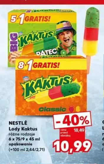 Lody Kaktus Datec Nestlé 6-pak 75 ml +1 wariant