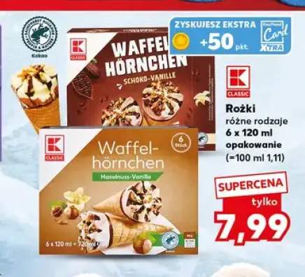 Lody rożki czekoladowo-waniliowe K-Classic 6-pak 120 ml +1 wariant