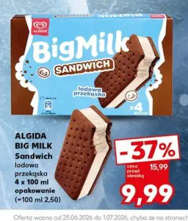 Lody Big Milk Sandwich Algida 4-pak 100 ml