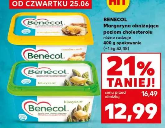 Margaryna obniżająca poziom cholesterolu Benecol o smaku masła +1 wariant