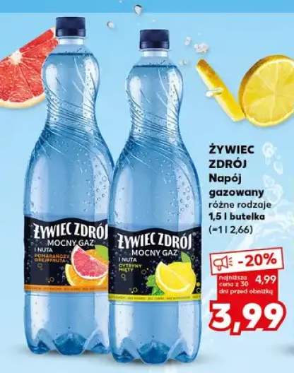 Napój gazowany Żywiec Zdrój Mocny Gaz pomarańcza i nuta grejpfruta +1 wariant