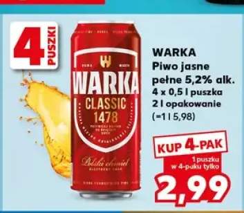 Piwo Warka Jasne Pełne 4-pak