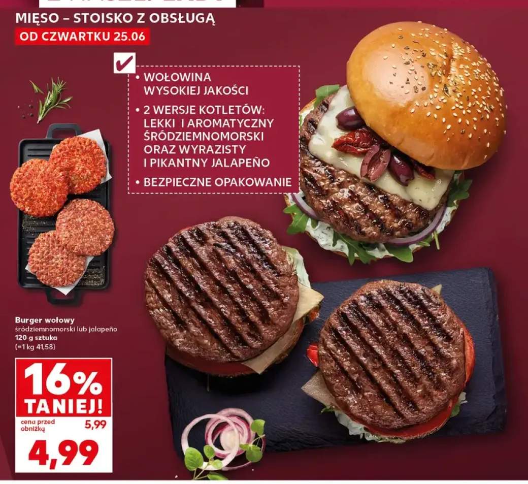 Burger wołowy śródziemnomorski +1 wariant
