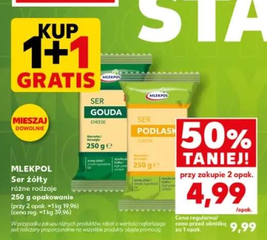 Ser żółty Gouda Mlekpol +1 wariant