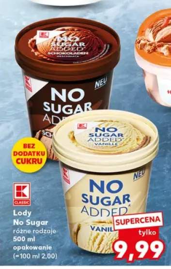 Lody No Sugar Added Czekoladowe K-Classic +1 wariant