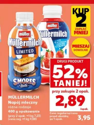 Napój mleczny Müllermilch o smaku truskawkowym +1 wariant