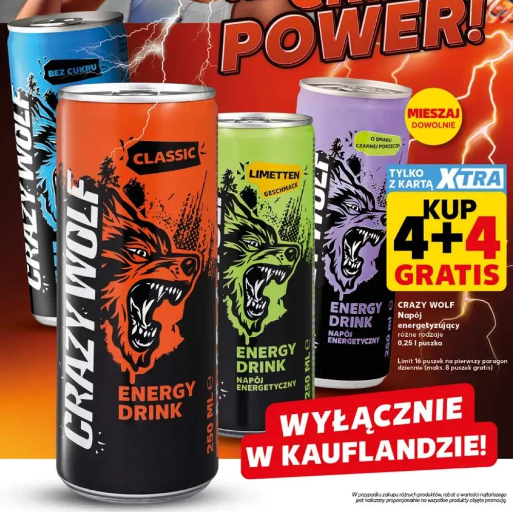 Napój energetyzujący Crazy Wolf Classic +3 warianty