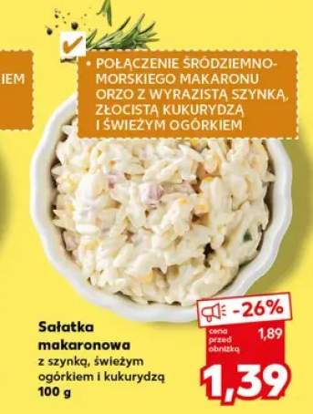 Sałatka makaronowa z szynką, świeżym ogórkiem i kukurydzą