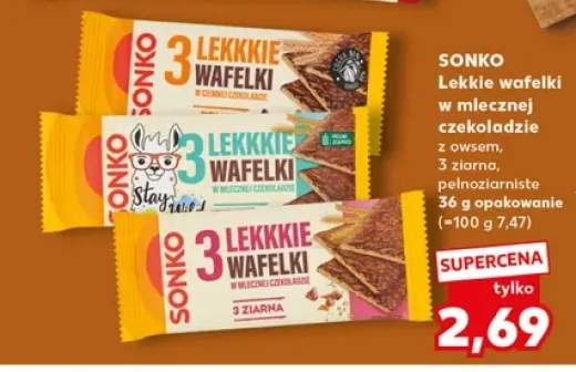 Lekkie wafelki w mlecznej czekoladzie z owsem Sonko +3 warianty