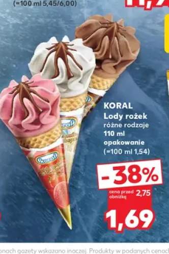 Lody rożek Koral