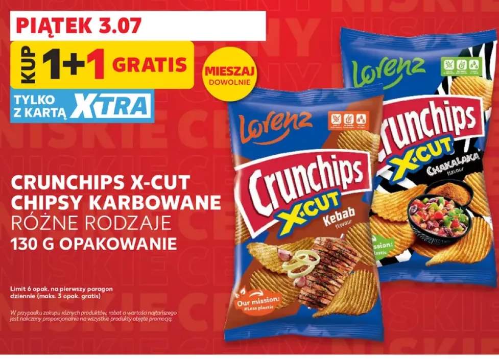Chipsy karbowane Crunchips X-Cut Lorenz o smaku kebab +1 wariant