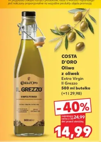 Oliwa z oliwek Extra Virgin Il Grezzo Costa d'Oro