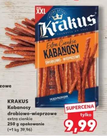 Kabanosy Krakus drobiowo-wieprzowe extra cienkie