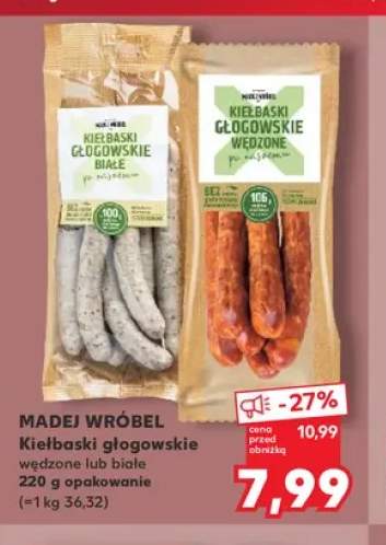 Kiełbaski głogowskie wędzone Madej Wróbel +1 wariant
