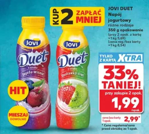Napój jogurtowy jagoda-wiśnia Jovi Duet +1 wariant