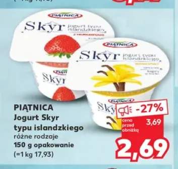 Jogurt Skyr typu islandzkiego truskawkowy Piątnica +1 wariant