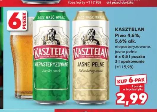 Piwo Kasztelan Niepasteryzowane 6-pak +1 wariant